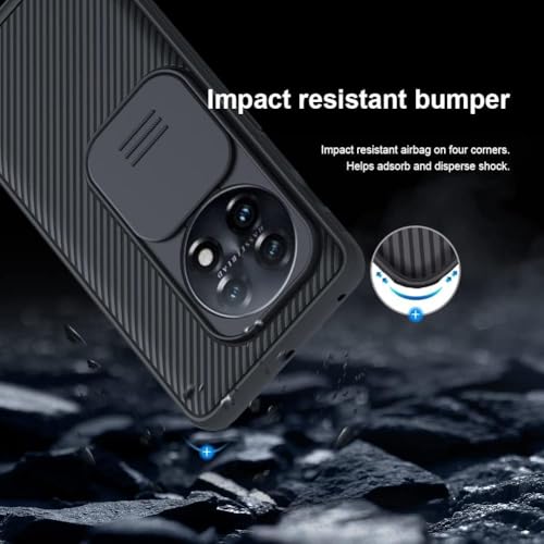 Image of PRITO Nilkin Classic Series Compatible for OnePlus 13-R (1+13R) Case with Camera Cover, [Camera Lens Protector] [Scratch-Resistant] [360 Full Protection] Shockproof Slim Phone Case (Black, 1+13 R)
