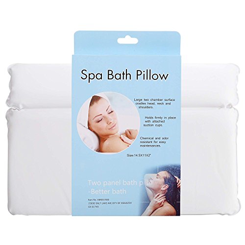 ACEVIVI Luxury Non-Slip Spa Bath Pillow Large-Strongest Suction Cups -Extra Soft & Large 2-Panel Design for Shoulder & Neck Support