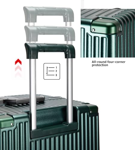Image of feilario Super Large Aluminum Frame Checked Zipperless Luggage | PC shell, TSA lock, cup /phone holder and corner guards support 5-10 day business trips, family travel and flights
