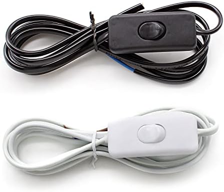 TIANLIN 1 Pcs White 2 Core Table Lamp Cable with Inline Switch, 1 Pcs Black Pendant Light Lighting Fitting, 1.7 Meter Cable Plug with On/Off Switch Fitting, for Ordinary, Energy Saving and LED Bulbs
