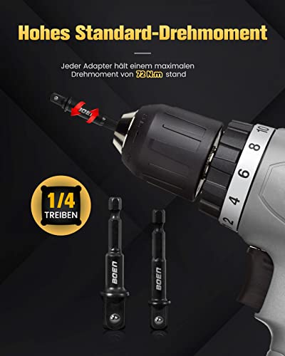 Mr.wintek Stecknuss Adapter, 3-teilig, 1/4\, 3/8\, 1/2\, 1/4-Zoll, Schwarz, für Akku-Bohrschrauber, Bohrmaschine & Treiber