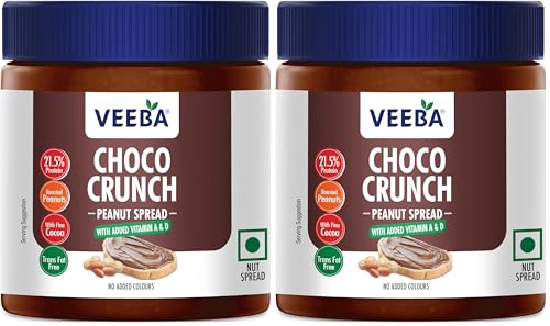 Image of Veeba Choco Crunch Peanut Spread with added Vitamin A&D (340g) (Pack of 2)