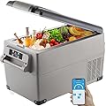 VEVOR Portable Refrigerator 37 Quart(35 Liter),Travel,Car Refrigerator Dual Zone with 12/24v DC & 110-240v AC for Camping, Fishing,12 Volt Refrigerator App Control(-4?~68?), Outdoor or Home Use
