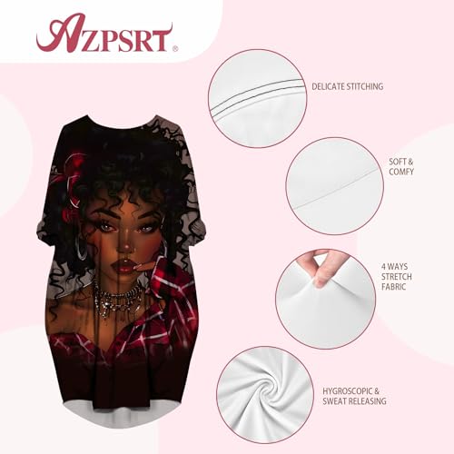 AZPSRT Fashion Women's African American Art Print Dress Casual Loose Dresses2