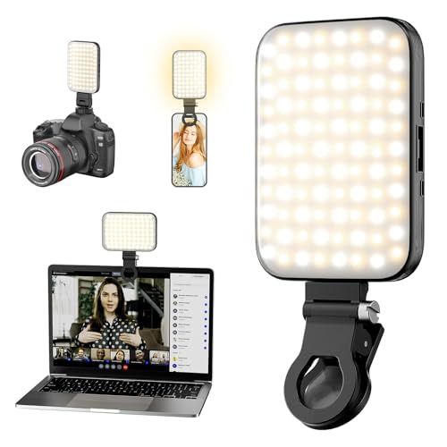 Selfie Light – 80 LED Rechargeable Phone Light Clip with Digital Display, 3 Light Modes & 10 Brightness Levels for TikTok, Vlog, Makeup, Zoom