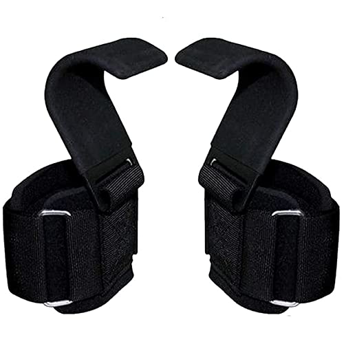 Weight Lifting Power Hooks Grip Heavy Duty with Wrist Straps for Pull Ups Power Lift Deadlift Weightlifting 8 mm Thick Padded Neoprene Gym Fitness Workout Gloves (Pair)