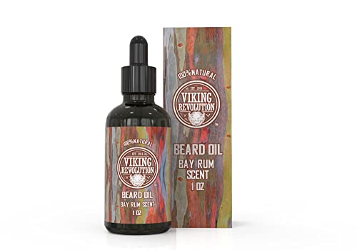 Viking Revolution Beard Oil Conditioner All Natural Bay Rum Scent Argan & Jojoba Oils - Promotes Beard Growth - Softens & Strengthens Beards And Mustaches For Men 1 Pack #TOP11