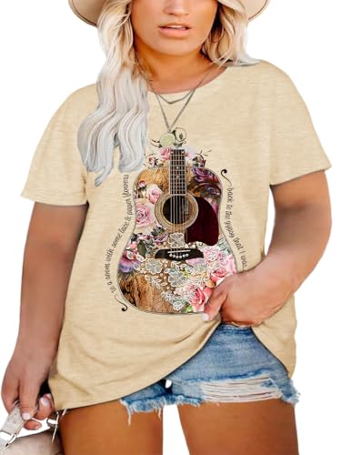 Plus Size Tops for Women Vintage Rock Band T Shirt Country Concert Outfit Rock Roll Short Sleeve Graphic Tees