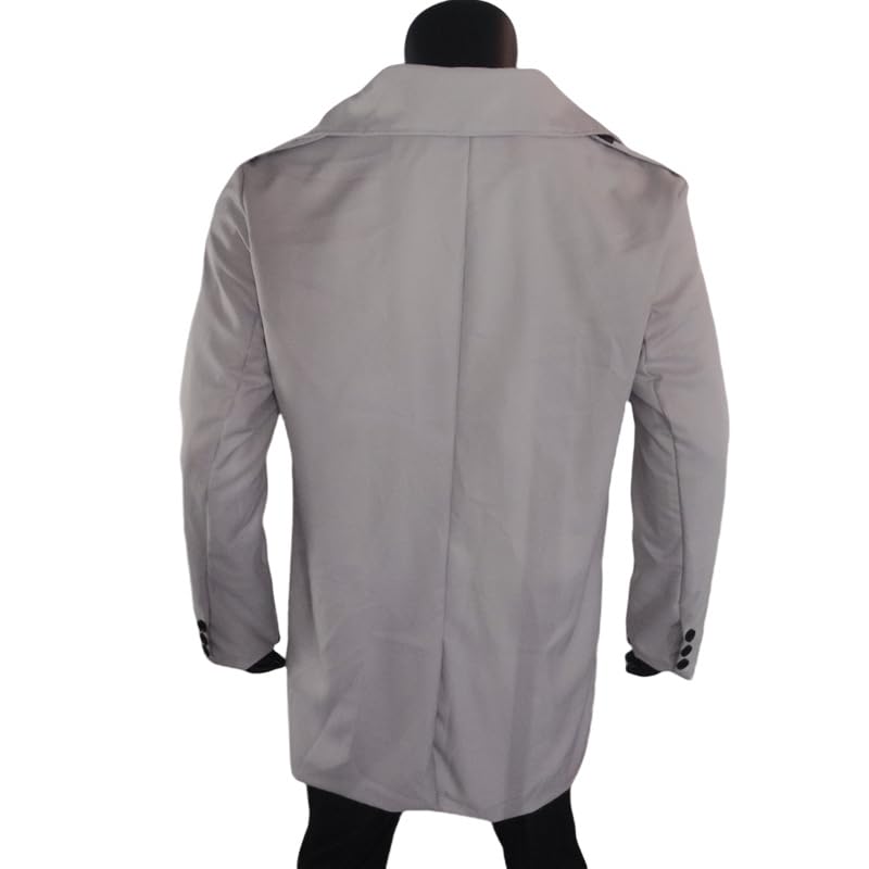 Mens Trench Coat Notched Lapel Double Breasted Long Jacket Windbreaker Overcoat Pea Coat Business Winter Long Overcoat3