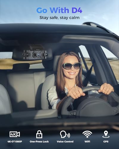 Image of 4K 360 Dash Cam, 4-Channel Dash Camera for Cars, Full Coverage Front Rear Left Right Inside with GPS, 5.8GHz Wi-Fi & App, Night Vision, Voice Control, 24H Parking Mode, 128GB Card Included