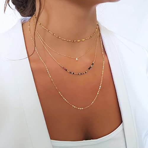 Annika Bella Short Gold Necklace For Women With Swarovski Teardrop Pendant, Length 15-17 Inches, Tarnish-Resistant, Thin Gold Necklaces, Handmade Dainty Gift For Her #TOP3