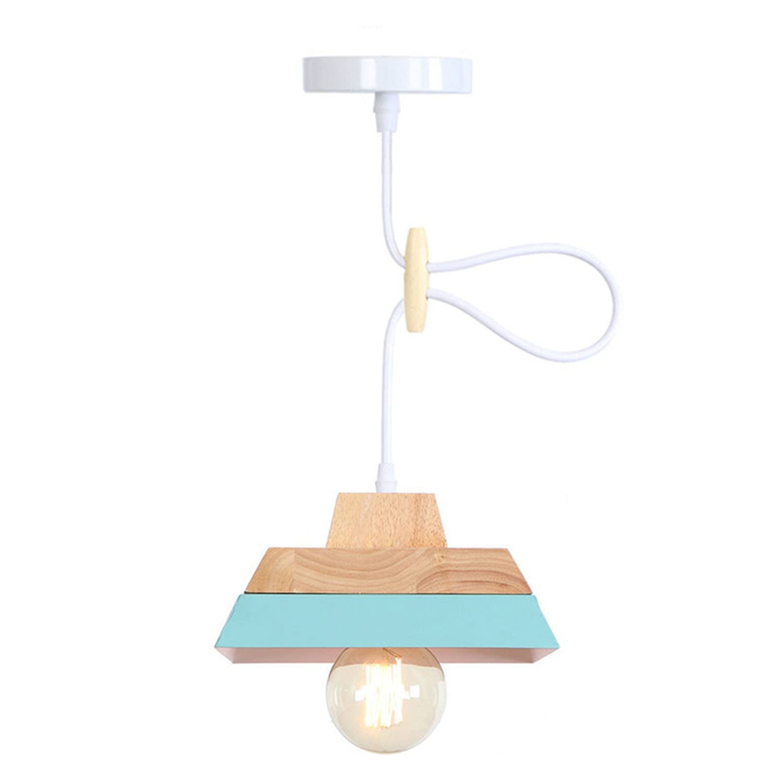 Candelabro moderno E27 de hierro con grano de madera para cocina