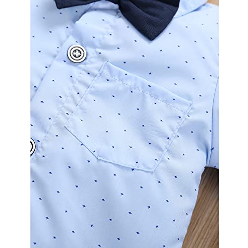 Image of Baby Toddler Boy Formal Gentleman Suits,Dress Short Shirt With Bowtie+Suspender Pants Dressy Outfit