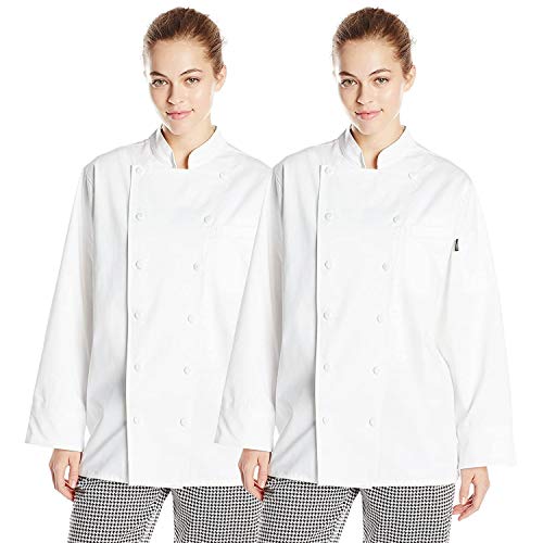 Chef Code 2-PACK 100% Cotton Women's Executive Chef Coat 12 Button (Large)