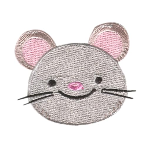 Catch the Patch Maus Kopf Tier - (Größe: 6,6 x 5,3 cm) – Aufbügler & Applikationen in verschiedenen Größen – Ideal für Kleidung, Schulranzen, Jeans & Rucksäcke