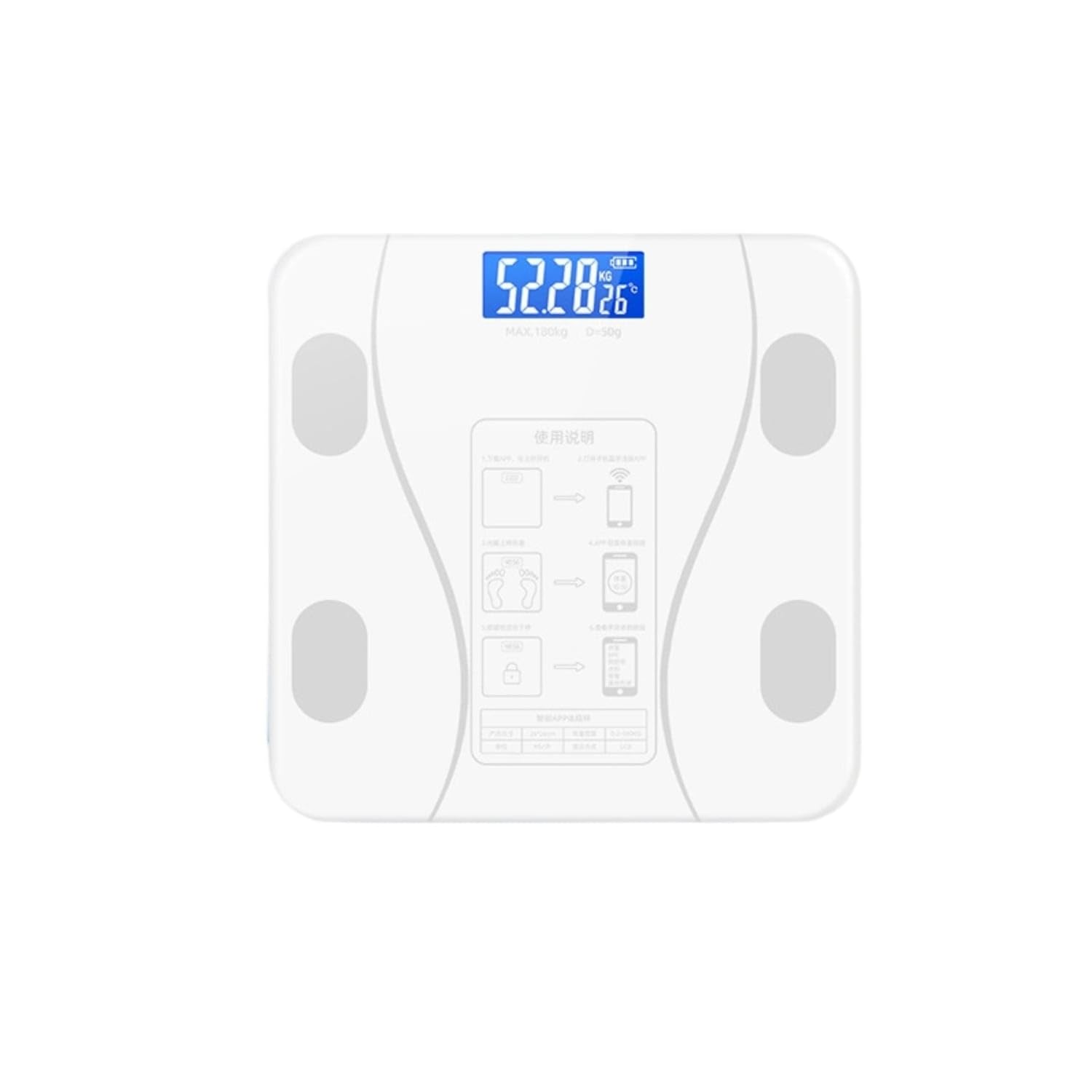 Digital Shape Adipose Scale Tempered Glass Shape Composition Scale Accurate High-Precision for Fitness Enthusiasts, Dieters, Bathroom, Home Gym, White, Fat Scale Battery-image-10
