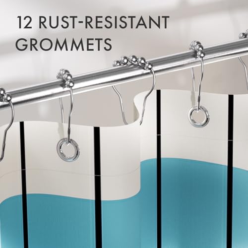 Image of AmazerBath Boho Shower Curtain, Beige and Brown Abstract Cloth Shower Curtain with 12 Metal Hooks, Luxury Washable Farmhouse Polyester Fabric Bathroom Green Leaf Shower Curtain Set, 72x72 Inches