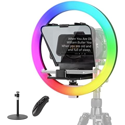 Teleprompter, Moman MTRX Phone Mobile Teleprompter with 12 Inch RGB Ring Light 70/30 Beam Splitting Glass for Live Streaming Vlog, APP Supported, Smartphone-Teleprompter-Autocue-Android-iPhone Cover