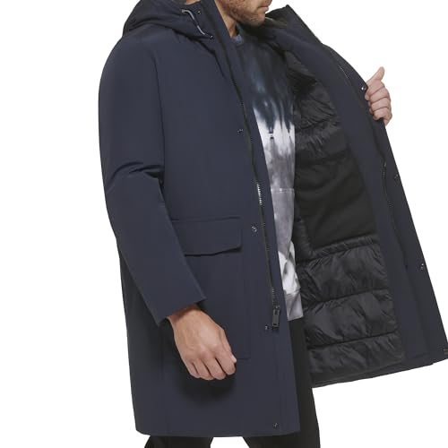 Image of DKNY Men's Water Resistant Hooded Logo Parka Jacket