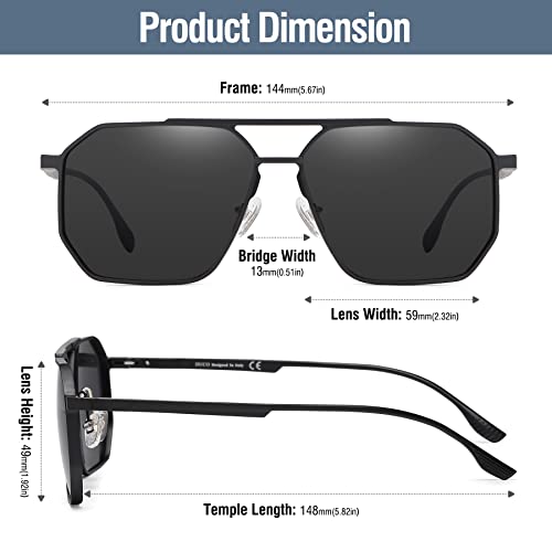 Image of DUCO Polarized Sunglasses Men Women Retro Classic Square Sun Glasses Oversized Vintage Metal Frame Trendy Shades DC3033