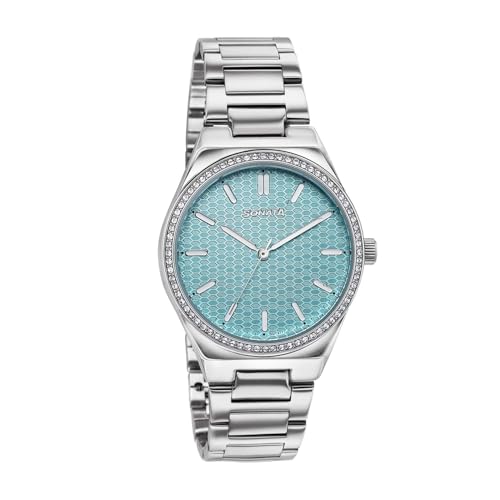 Image of Sonata Jashn with Quartz Analog Lt. Blue Dial Silver Strap Women's Wedding Watch - 87120SM01