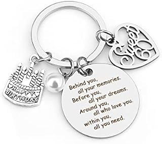 Hightopup Keyring 60th birthday gifts for women men Keychain Inspirational key ring 60th birthday gifts for Grandma Grandad mum dad birthday gifts happy birthday 60 and fabulous
