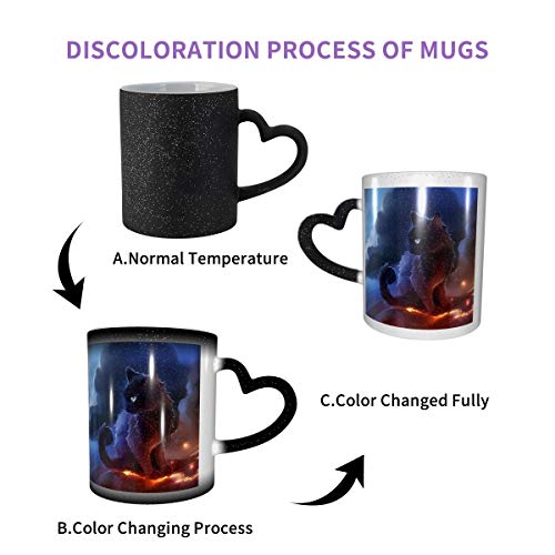 Custom Color Changing Coffee Mug For Men Women Ceramic Blue Cat Heat Sensitive Cup Gift Handle Novelty Idea 12 Oz #TOP3