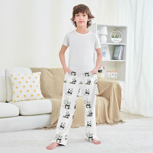 Pajama Pants Panda White Pattern Long Sleep Pants Lounge Bottoms4