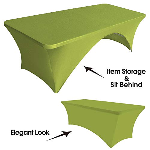 Eurmax Usa Spandex Table Cover 8 Ft. Fitted 30+ Colors Polyester Tablecloth Stretch Spandex Table Cover-Table Toppers,8 Ft Table Cover Open Back (8Ft, Kelly Green) #TOP2