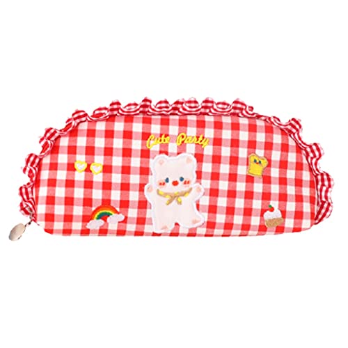 Crayon Case Big Capacité Sac à Papeterie Japonaise Cute Capacité Sac de papeterie japonaise pour les filles Adultes Femmes High School College (Color : Red) Cover