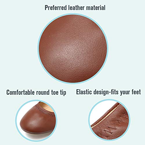 Women's Ballet Flat Lambskin Loafers Classic Round Toe Ballerina Casual Ladies Leather Shoes Foldable Portable Travel… - Image 4
