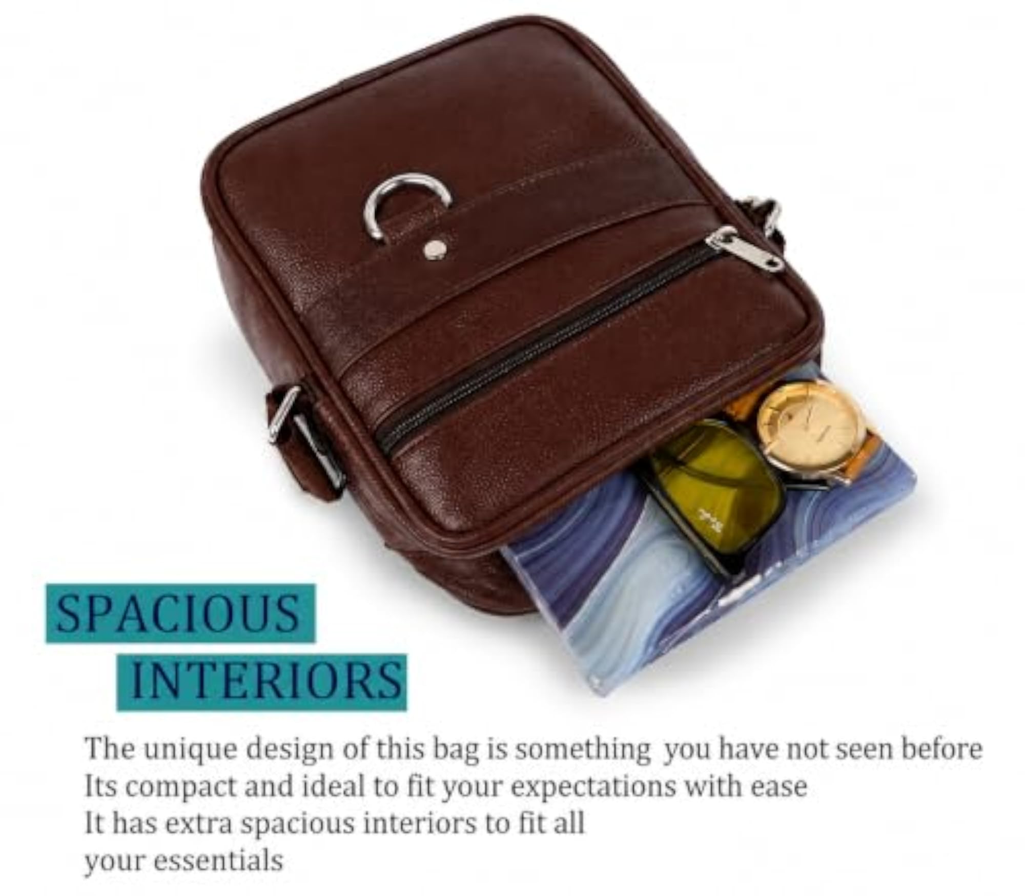 PU Leather Sling Bag, Crossbody Travel Messenger for Men