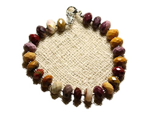 Bracelet mookaite jaspe 8mm en perles rondelles facettées de qualité