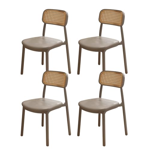 Juego de 4 sillas de comedor modernas de color gris, sillas de escritorio con respaldo curvado para cocina, diseño sin brazos, sillas de oficina elegantes para comedor, sala de estar y espacio de