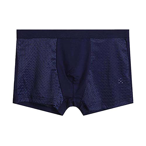 RUMAOZIA Calzoncillos bóxer para hombre, transpirables, con agujeros de malla, ropa interior cómoda, cintura elástica, de secado rápido, ropa interior para hombre de cintura media aireada, O Azul