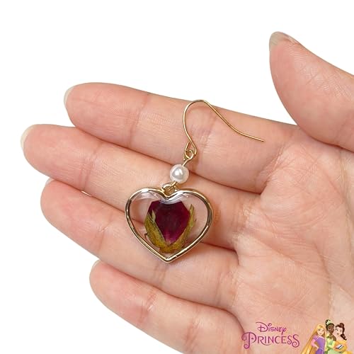 LUV HER Disney Belle Earrings Gift Sets - Heart-Shaped Drop Earrings with Pearl Accent & Belle Studs - Hypoallergenic Nickel-Free - Ideal Gifts for Girls' Parties, Costumes Ages 4+3