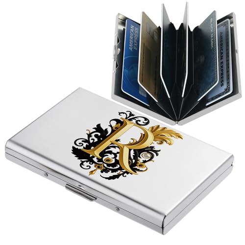 BONSYL Credit Card Holder, Slim RFID Blocking Card Holder Wallet, Fashionable Design and Artistic Patterns Metal Credit Card Holder Wallet, for Men Women.(R/6 Slots/Silver)