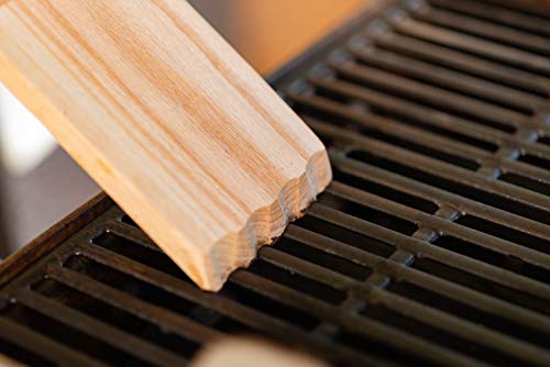 BBQ Wooden Grill Scraper Cleaner Pro, Made in USA, Red Oak Wood - Charcoal and Gas - Cleans top and Between Barbecue grates. Oil & Clean Grate. Sustainable and Safe Replacement for Wire Bristle Brush