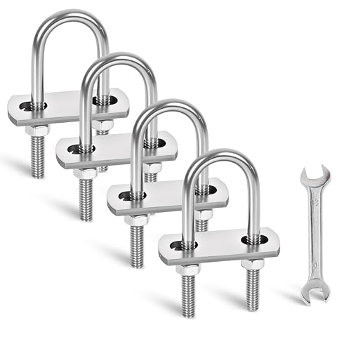 Image of 4 Sets M6 U-Bolts,u-Bolts 0.8 inch (20mm) Wide,U-Bolts with Nuts