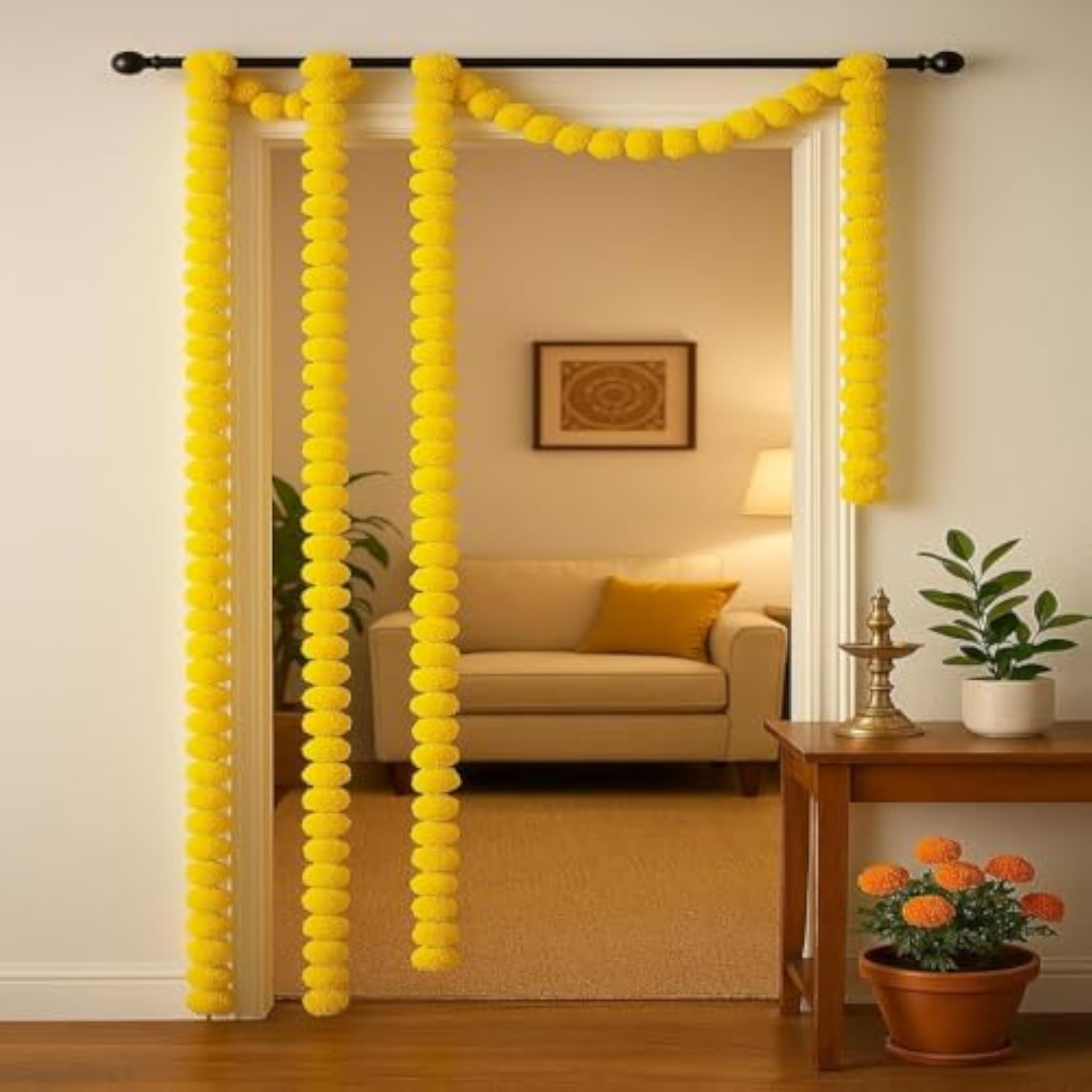 10 Pcs Artificial Small Marigold Garland Genda Phool Mala