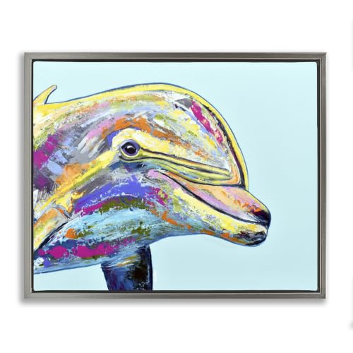 Marine Life Dolphin Turquoise Accent, 16 x 20 Inch Canvas in Floater Frame