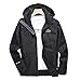 Parka Homme Blouson Moto Coupe-vent Imperméable et Chaud Respirant Capuche Amovible Veste Imperméable Coupe-Vent Idéale en Automne et Hiver (Color : Black, Size : 7XL)