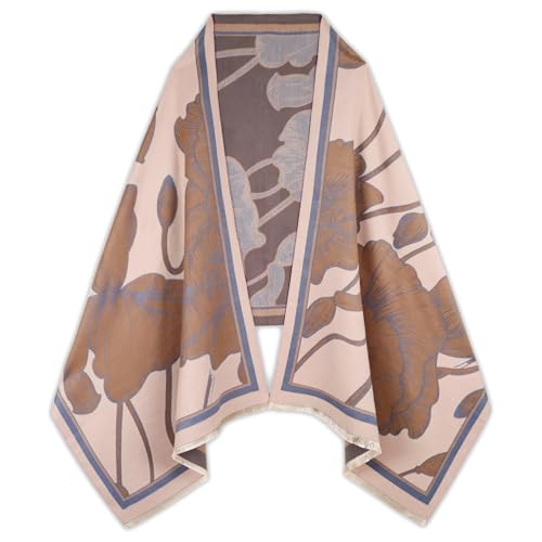 EXTREE Scarfs for Women Pashmina Silky Shawl Wrap for Evening Dressing Blanket Open Front Poncho Cape Aaa-orange