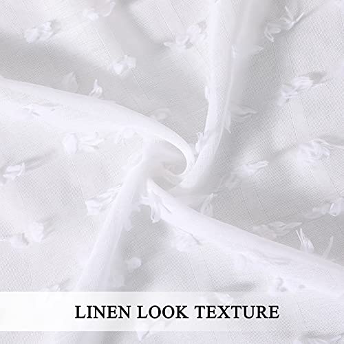 White Sheer Curtains 84 Inch Length 2 Panels Set For Living Room, Semi Sheer White Curtains For Nursery Girls Bedroom Cute Tufted Pom Pom Boho Curtains Grommet Farmhouse Window Curtain 84 Inches Long #TOP5