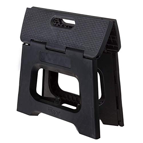 Vigar Compact Foldable Stool, 9 Inches, Lightweight, 330-Pound Capacity Non-Slip Folding Step Stool, Black #TOP1