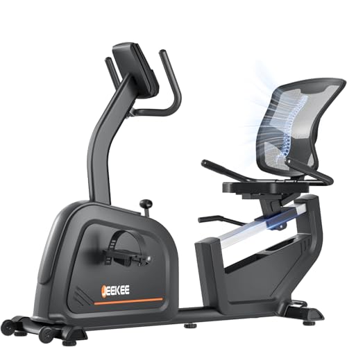 Image of JEEKEE Recumbent Exercise Bike for Seniors Adults, 8-Level Magnetic Resistance Stationary Bike with Heart Rate LCD Monitor, Extra Wide Seat, 400LB Capacity, Quiet Home Workout Bike,Black