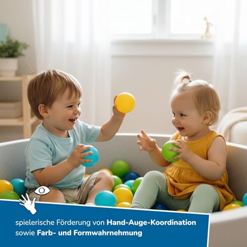 alldoro 60382 Bällebad Bälle 100 Stück, Ø 6 cm, Bunte Spielbälle aus Kunststoff in Netztragetasche, für Kinder ab 10 Monaten