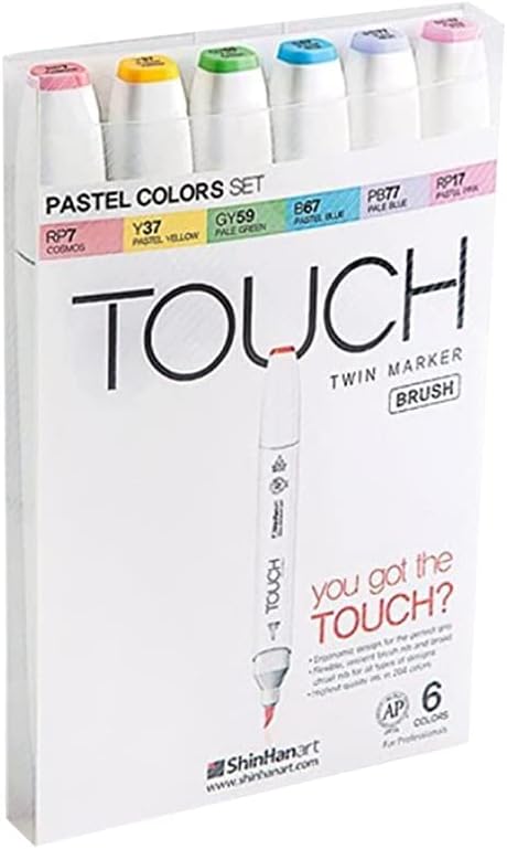 ShinHan Touch Twin Brush Marker Set 6 Pastel