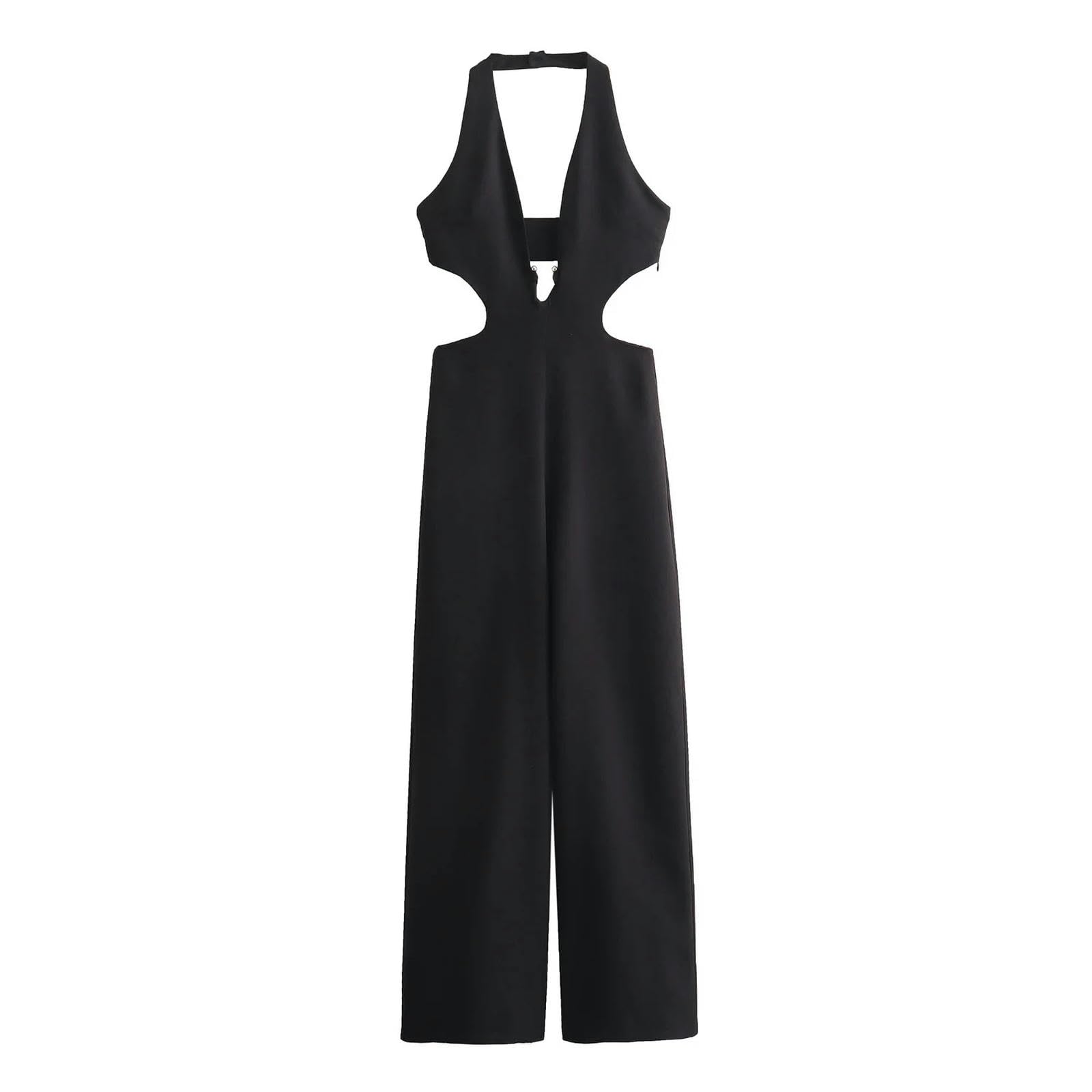 Combinaison Longue à col Licou pour Femme - Noir - S