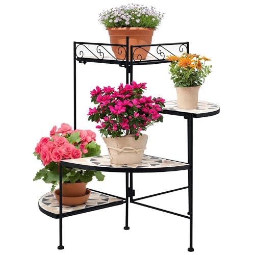 Outsunny Blumenständer 4-Stufe-Blumentreppe faltbar dekorative für Innen...